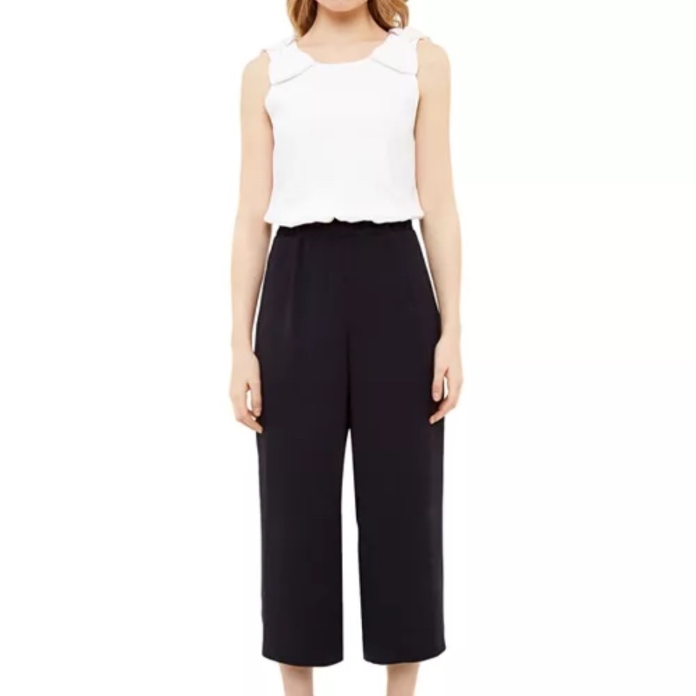 Ted Baker Black White Eloweez Bow Shoulder Culotte Jumpsuit - Ted Sz 2 (US 4-6)